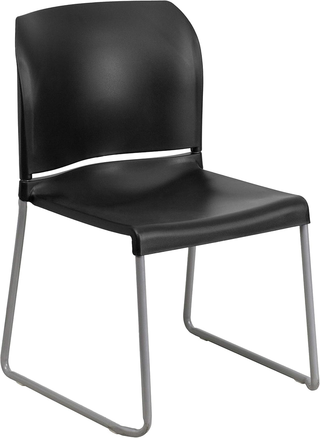 EMMA + OLIVER Home and Office Guest Chair Black Full Back Contoured Sled Base Stack Chair