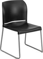 EMMA + OLIVER Home and Office Guest Chair Black Full Back Contoured Sled Base Stack Chair