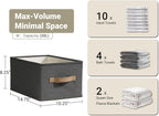 LayerSpace 3 Pack Fabric Storage Bins for Shelves | 14¾" L*10¼" W*8¼" H Closet Storage Bins | Collapsible Closet Organizers for Clothes | Linen Clothes Bins | Black