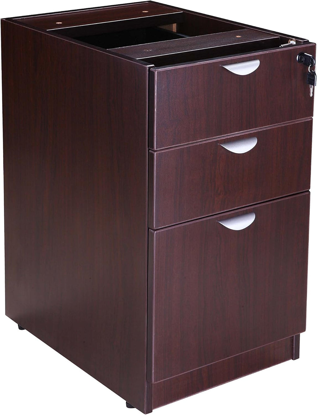 Boss Office Products Holland 71" Executive U-Shape Desk with File Storage Pedestal and Hutch, Mocha