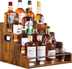 YQBRAO 4-Tier Liquor Bottle Display Shelf, Spice Rack - 16-Inch Coffee Syrup Organizer Rack - Heavy-Duty Countertop Bar Shelves for Liquor Whiskey, Spirits, Syrup Wine Dressing