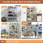 Leteuke Bakers Rack with Storage & Wheels, 42 Inch Microwave Stand Kitchen Shelves, 4-Tier Heavy Duty Storage Rack with 20 S-Hooks, Commercial Metal Utility Kitchen Cart, 42× 18× 63 Inch, Chrome
