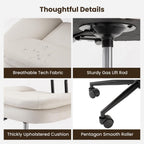 COSIEST Cross Legged Office Chair with Wheels, Ergonomic Kneeling Chair for Adults, Criss Cross Chair with Wide Seat, 360° Swivel Meditation Yoga Desk Chair, Adjustable Height, White