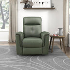 Lexicon Swivel Glider Recliner Chair, Comfy Nursery Glider, Top Grain Leather Match Recliner, Manual Reclining Chair for Living Room/Office/Apartment, Green