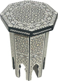 Morrocan Table Design Mother of Pearl Inlaid,Arabic Side Corner cofee Table for Living Room (Classic B)