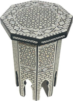 Morrocan Table Design Mother of Pearl Inlaid,Arabic Side Corner cofee Table for Living Room (Classic B)