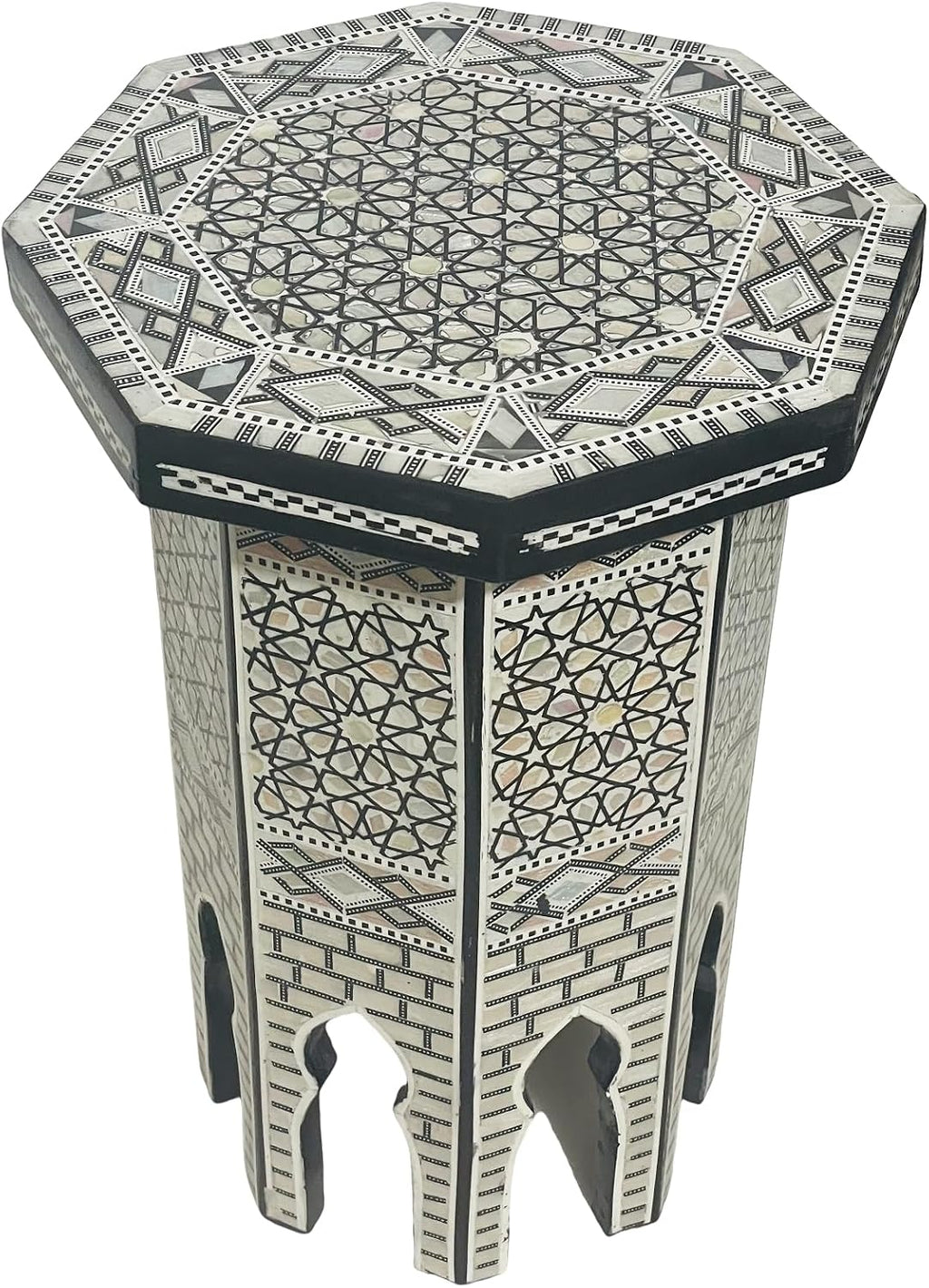 Morrocan Table Design Mother of Pearl Inlaid,Arabic Side Corner cofee Table for Living Room (Classic A)