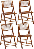 4 Pack Bamboo Folding Chair, Completely Upgraded Foldable Vintage Dining Chair with 330lb Handcrafted for Living Room Patio Garden Balcony Indoor/Outdoor (, Antique Brown)