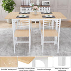 VOWNER 63” Extendable Dining Table Set for 4-6 People, 5-Piece Dining Table Set for 4 People with 4 Chairs, Kitchen Table Set with MDF Board and Metal Frame, for Small Space, Apartment, Nature Wood