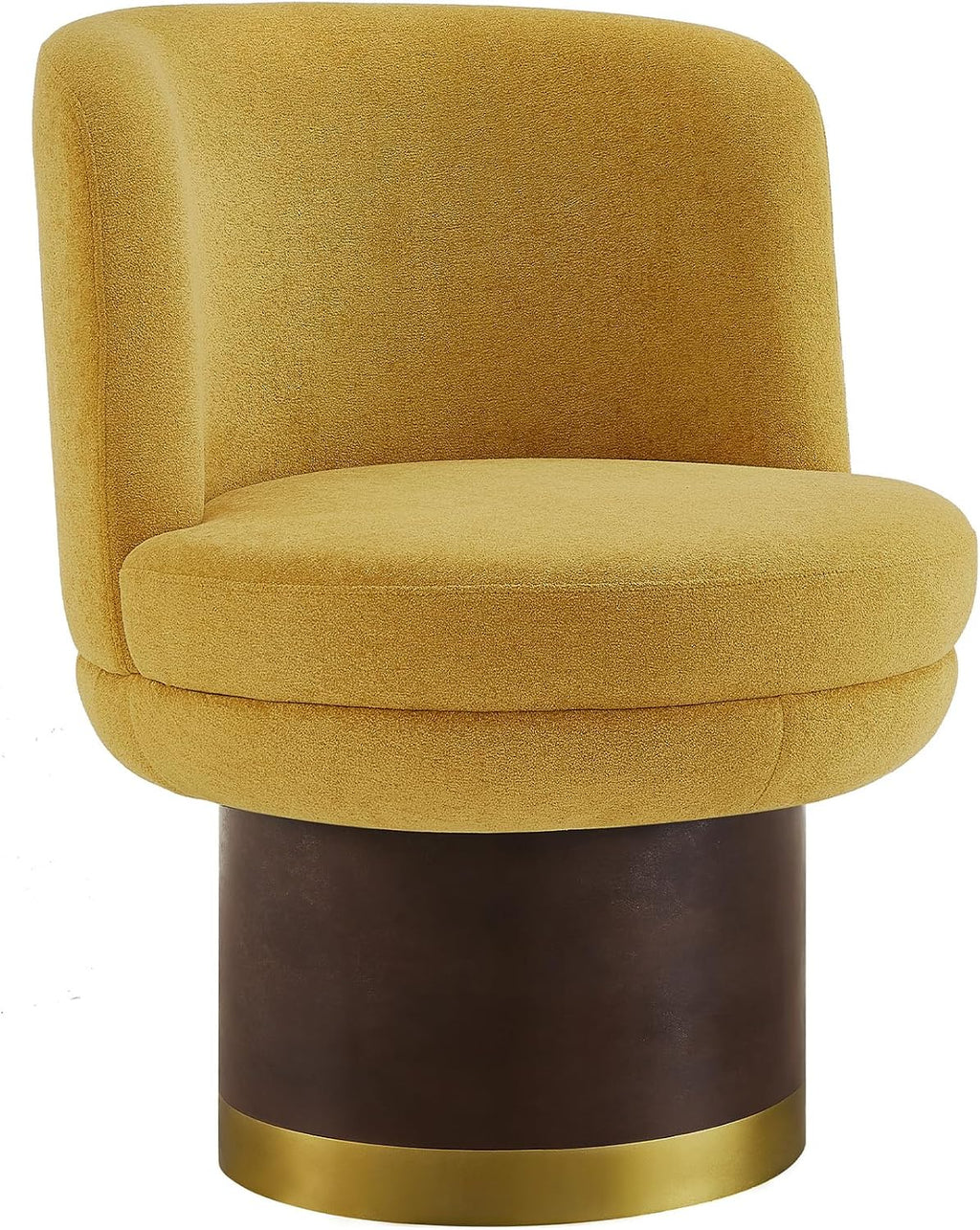 Swivel Accent Chair with 360° Rotation, Round Barrel Chair Upholstered in Soft Chenille Fabric, Ergonomic Comfy Barrel Chair for Living Room, Bedroom, Small Apartment (Yellow)