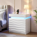 Night Stand with Gun Drawer - 23.6" Extra Wide LED 2 - Drawer Nightstand with Hidden Storage Human Sensor Light - Charging Bedside End Table with USB & Type-C Port for Bedroom, White