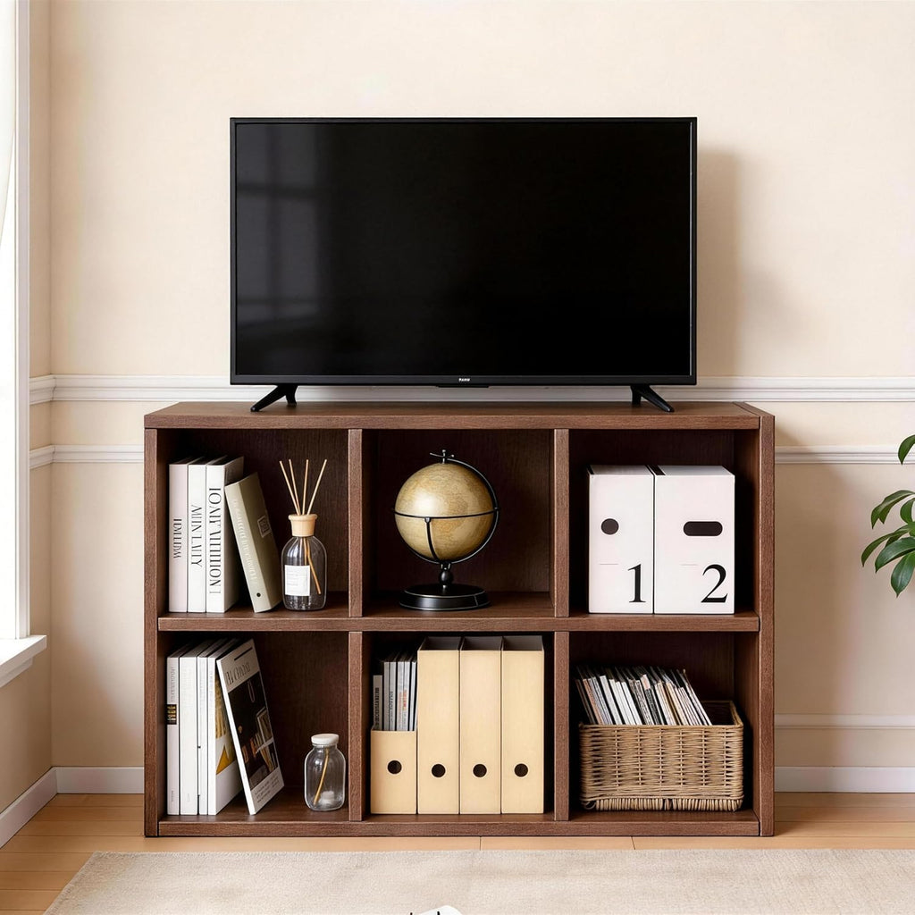 Book Shelf with 6 Storage Place Wooden Bookshelf Storage Organizer Diaplay CabinetWood