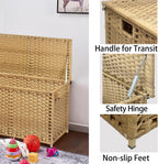 Wicker Storage Trunk, Large Storage Basket with Lid,Rural Natural | Handwoven Wicker Chest with Stay-Open Lid, 30 x 17 x 18 in, 160L（42.3 Gallon）Metal Frame, Easy to Assemble, Supports 200lb