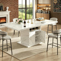 Extendable Dining Table for 4-6, 47-63 Inch Faux Marble Extendable Dining Room Table, Modern Expandable Rectangle Kitchen Dining Table with Storage for Kitchen Living Room