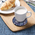 4 Pieces Blue & White Snowflake Christmas Coasters Set, Non-slip Heat-Resistant Absorbent Drink Coaster with Cork Base, Round Cup Mat Pad for Kitchen Bar Cafe Deco, Perfect Housewarming Gifts 3.9" x 0