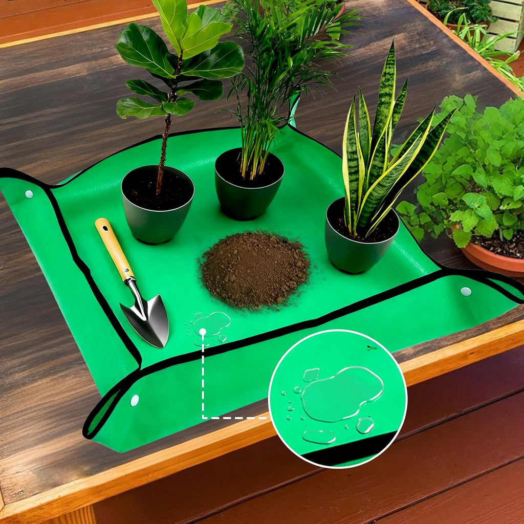 Repotting Mat for Indoor Plant Transplanting and Mess Control, Thickened Waterproof Potting Tray Foldable Succulent Potting Mat Portable Gardening Mat Garden Gifts for Women & Men, 27"x 27"