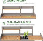 Wooden Potting Bench Table with Sink,Outdoor Garden Table Work Bench with Storage, Workstation for Outside Patio Lawn