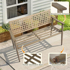 NOBLEMOOD Outdoor Patio Bench with Cushion, 2-Person Garden Loveseat Bench with Wicker Backrest, Aluminum Frame for Outside, Garden, Lawn, Front Porch, Backyard