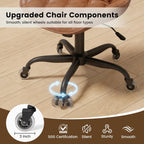 Armless Office Chair, Mid Back Modern Desk Chair with Rubber Wheels, 360 Swivel PU Leather Office Chair No Arms, Adjustable Height Small Computer Chair, Armless Desk Chair for Office, Brown