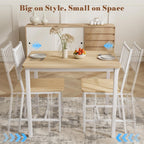 Yafylly Small Space 3 Piece Dining Table Set for 2, Compact Kitchen Table Set with 2 Chairs & Adjustable Feet, Modern Breakfast Nook Furniture for Apartment, Dorm, or Home, White