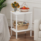 LUCKNOCK Small Side Table for Small Spaces, Vintage End Table, Narrow Couch Side Table with Storage, Skinny Nightstand Bedside Table for Bedroom, Living Room, Farmhouse, No-Tool Assembly. (White)