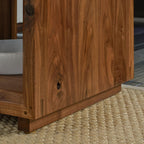 Stickley Saranac Side Table, End Table, Solid Rustic Walnut, Sustainable Construction, Open Back, Adjustable Shelf, Sled Base, 19in W x 18in D x 26in H, Made in USA