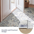 DUMOS 9x12 FT Large Area Rug for Living Room, Machine Washable Low-Pile Rug with Non-Slip Backing, Durable Edge Binding for Dining Room, Bedroom, Vintage Blue