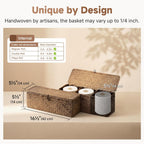 StorageWorks Toilet Paper Storage Basket with Lid, Large Wicker Baskets with 3 Compartments, Seagrass Back of Toilet Basket for Tank Topper, Shelves Organizer, 16½"x 5½"x 5½, 1-Pack