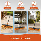 CLEANHOME 24”Push Broom Brush for Floor Cleaning with 65” Long Handle and Stiff Bristles, Heavy Duty Brush for Shop, Deck, Garage, Concrete,Indoor and Outdoor Broom,Orange