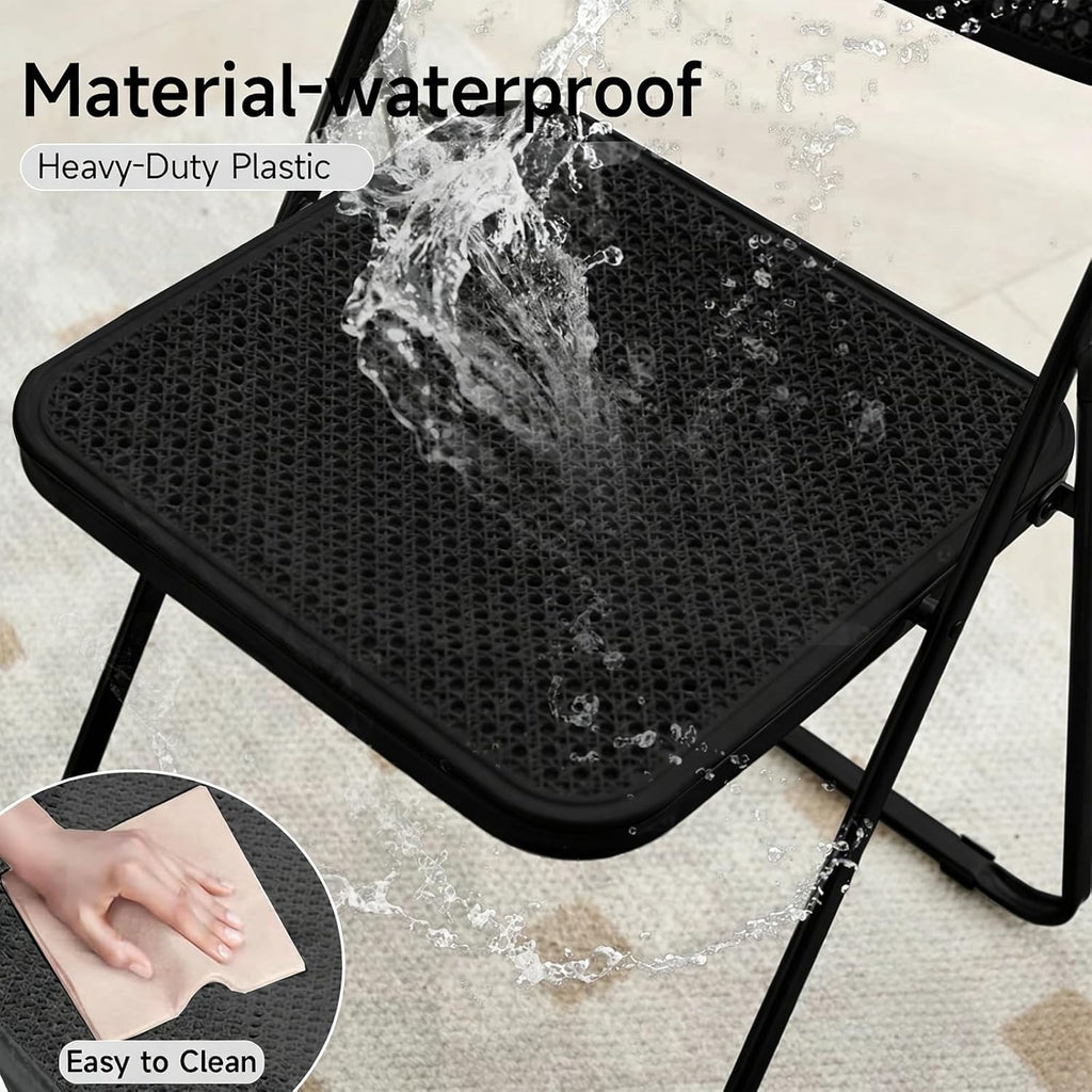 Folding Chair, 2 Pack Plastic Chair, Black | Breathable folding chair with steel frame, 300lbs capacity. Portable & stackable for indoor, outdoor, events & parties.