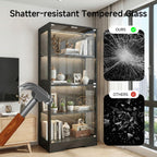 GINGO 2 Pack 5.5 Ft Display Cabinet with Glass Doors, 4-Tier Curio Cabinet W/ 3 Color Lights for Collectibles, Glass Display Case with Human Body Sensor, Bookcase W/ 4 Shelves, Storage Cabinets, Black