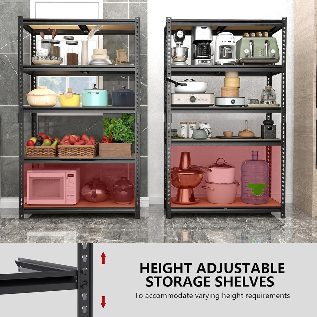 Heavy Duty Garage Shelving,5-Tier Garage Storage Shelves,2400LBS Storage Shelves Heavy Duty,Adjustable 5 Tier Shelving Unit,Heavy Duty Shelving for Garage Storage Warehouse,28''×12''×60''