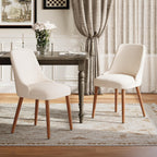 MALOL Dining Room Chair Set of 2, Upholstered Kitchen Chairs with Wood Legs, High-Back Padded Dining Chairs for Dining Room/Restaurant/Cafe, Beige