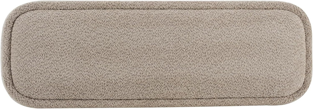 Christopher Knight Home Damas Boucle Upholstered Dining Bench, Wooden Entryway Bench, Long Sofa Footstool for Living Room, Bedroom End of Bed Bench, Khaki+Walnut