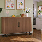 HUAHUU Sideboard Buffet Cabinet with Storage, 54.3" Storage Cabinet with Sliding Door & Adjustable Shelf, Mid Century Modern Coffee Bar Console Table for Kitchen, Entryway, Walnut