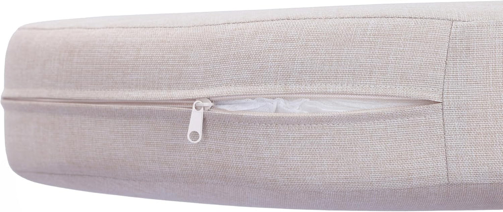 Christopher Knight Home Fido Acacia Wood Outdoor 3 Seater Sofa Cushion, Solid Wood Patio Sofa with Wicker Backrest, Comfy Lounge Sofa for Patio Furniture Set, Light Teak+Beige