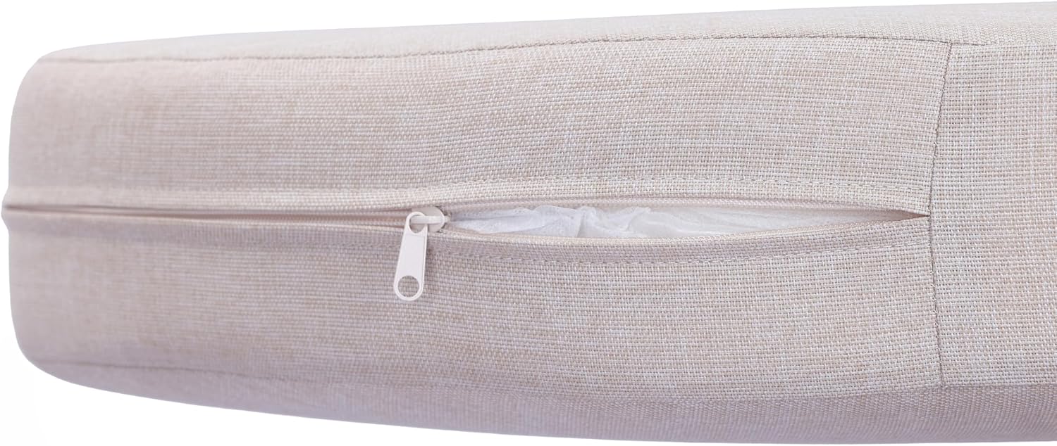 Christopher Knight Home Fido Acacia Wood Outdoor 3 Seater Sofa Cushion, Solid Wood Patio Sofa with Wicker Backrest, Comfy Lounge Sofa for Patio Furniture Set, Light Teak+Beige
