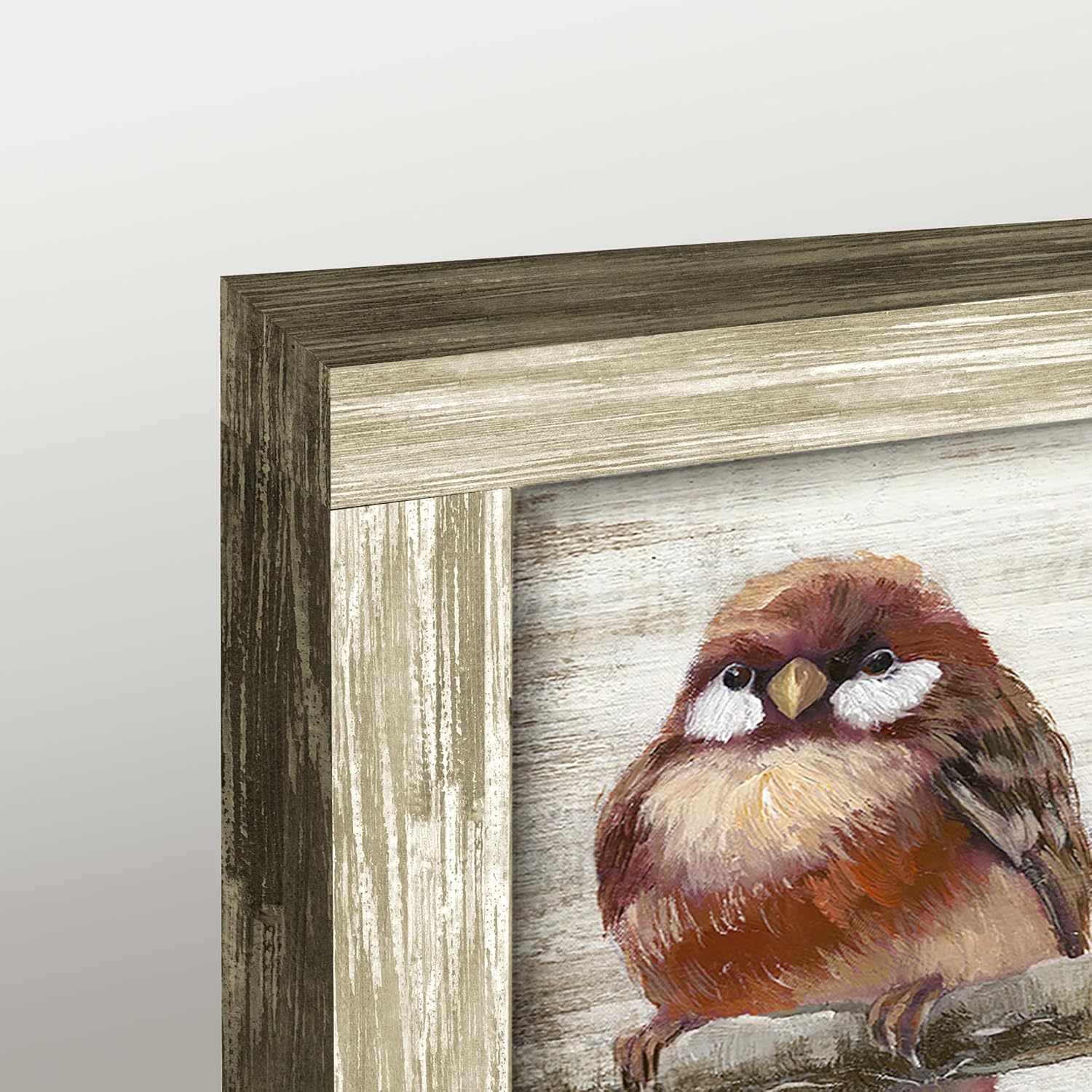 Colorful Bird Wooden Wall Art: Rustic Chickadee Framed Painting Vintage Cute Sparrow Picture Bluebird on Branch Prints Countryside Artwork Decor for Living Room Bedroom Farmhouse
