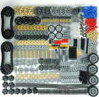 MALEKO Technical Gears-Axles-Pins-Wheel Set, 800+ Piece Technical Parts Compatible with Major Brands, Building Block Accessories Kit-Motor, Wheels, Chain Link Connector, Tires