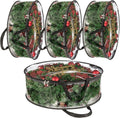 4 PCS Clear Wreath Storage Bag, 24x8 Inch Christmas Wreath Storage Container, Heavy Duty PVC Wreath Protector with Handle for Xmas Holiday Seasonal Wreath Garland (Black)