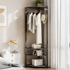 GarveeHome Corner Coat Rack with Shoe Bench Entryway, Corner Hall Tree with 6 Double Hooks, Corner Clothes Rack with Storage Corner Tree with Organizer Shoe Bench Shelf for Entryway, Hallway, Closet