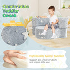 Costzon Kids Couch, 2 in 1 Convertible Toddler Reading Chair Sofa Glow in The Dark with 8-inch Sitting Cushion, Flannel Cover, Lightweight Children Plush Sofa Chair for Boys Girls Gifts
