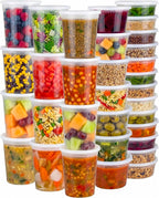 JoyServe 120 Sets Deli Containers with Lids – 8oz, 16oz & 32oz – Leak Proof, Microwaveable, Dishwasher & Freezer Safe – Plastic Food Storage & Soup Containers