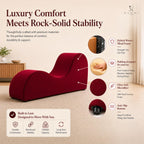 Naomi Home Yoga Chair for Adults - Ergonomic Yoga Chaise Lounge Bench, Wood & Metal Frame, 330 lb Capacity, Upholstered Microfiber Lounge for Deep Stretching, Relaxation & Creative Comfort - Red