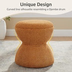 VANOMi Multi-Functional Boucle Ottoman, Set of 2, Vanity Stool Chair, Sturdy Wooden Footstool, Suitable for Living Room, Bedroom, and Entryway, Without Installation, Curry