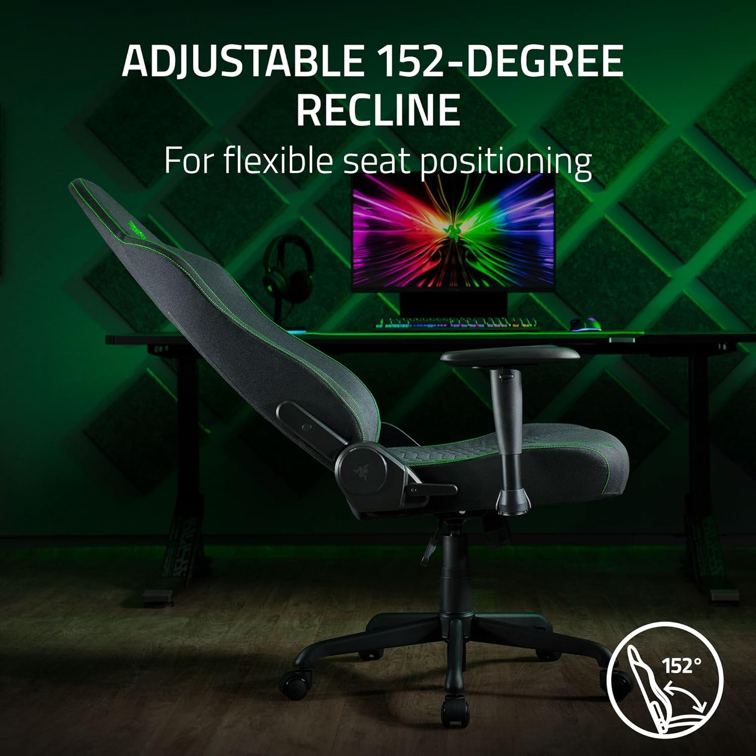 Razer Iskur V2 X Essential Gaming Chair with Integrated Lumbar Support (High Density Moulded Foam Cushions, 2-D Armrests, Soft Finish Fabric) Black