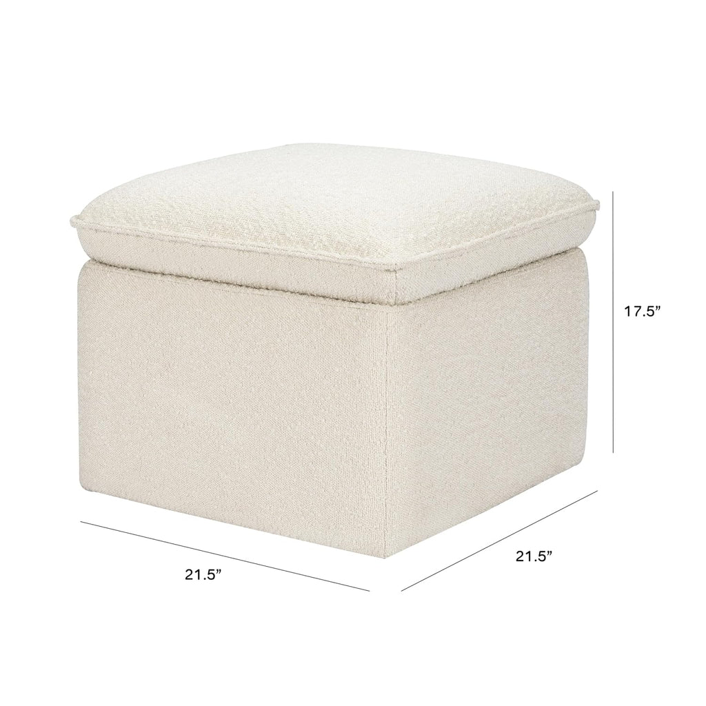 Babyletto Cali Storage Ottoman in Ivory Boucle, Greenguard Gold Certified