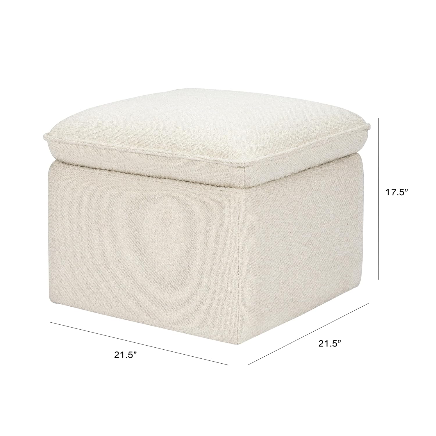 Babyletto Cali Storage Ottoman in Ivory Boucle, Greenguard Gold Certified