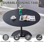 42 Inch Black Round Dining Table for 4-6 People,Mid-Century Black Tulip Table,Modern Kitchen Dining Table with MDF Table Top and Pedestal Base for Home and Kitchen