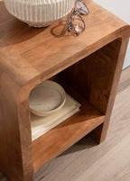 Kate and Laurel Reddy Modern Arched Wood Side Table, 16 x 12 x 24, Warm Natural, Transitional Two-Tier End Table for Use as a Bedroom Nightstand or Small Record Player Stand